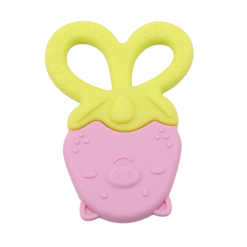 Little cute pig pink Стильный силиконовый Прорезыватель для зубов в виде клубники, детский силиконовый уход за зубами, продукт для новорожденных, уход за зубами, высокое качество - Цвет: Little cute pig pink