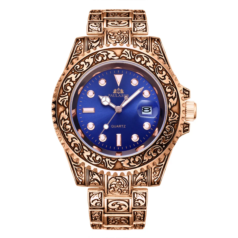 Rose Gold Blue Винтажные винтажные светящиеся розовые Золотые желтые золотые серебряные 2 тона Красные Зеленые Синие градиентные Модные Классические кварцевые мужские часы - Цвет: Rose Gold Blue
