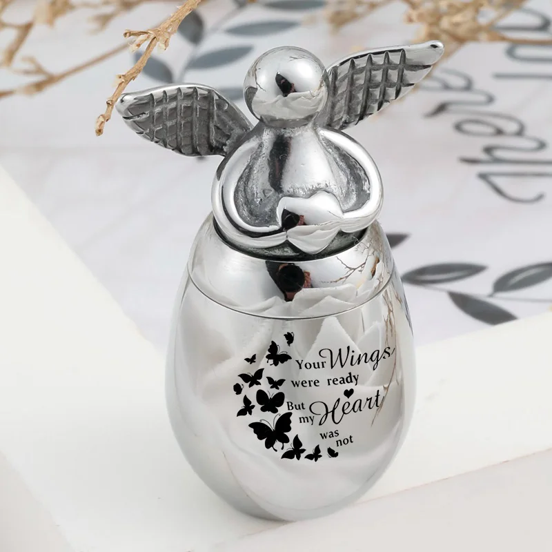 

Your Wings Were Ready Angel Urns for Ashes Stainless Steel Cremation Jewelry Pet/Human Ashes Keepsake Cremation Urns Pendant