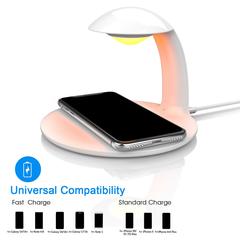 Desktop 2 IN 1 Colorful Gift Touch Control Bedside Fast Home Universal Station Wireless Charger Night Light Modern Dimmable