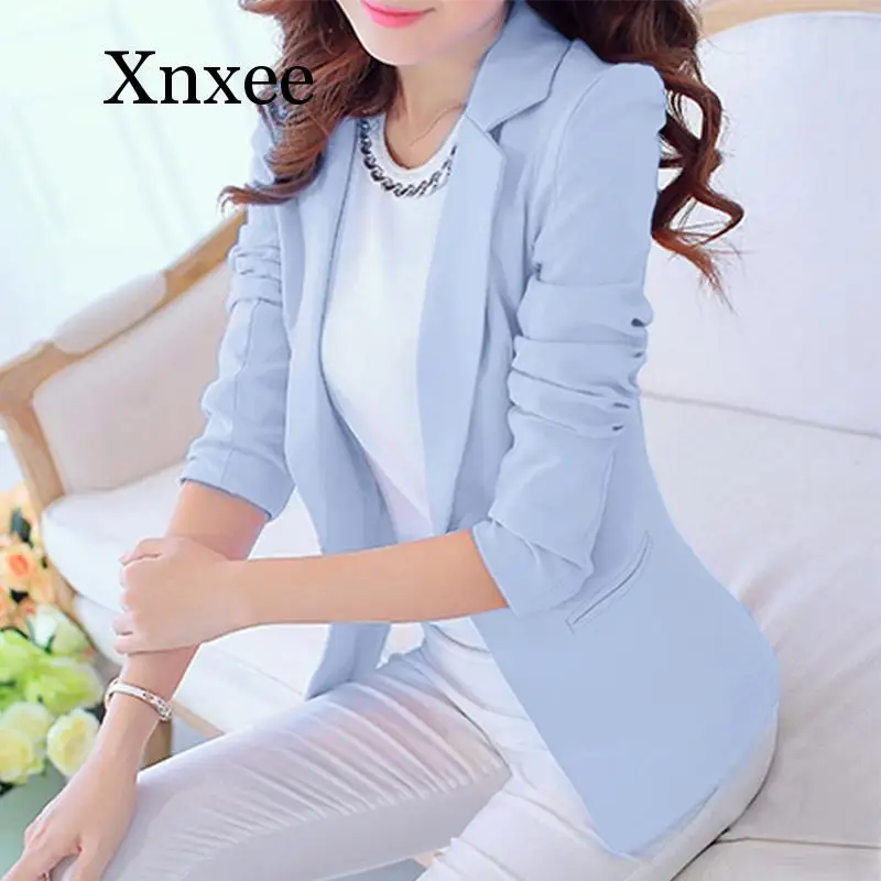 Spring Notched Women's Blazer Black White Office Lady Coat Long Sleeve Blazers Women 2020 Single Button Fashion Workwear Jacket