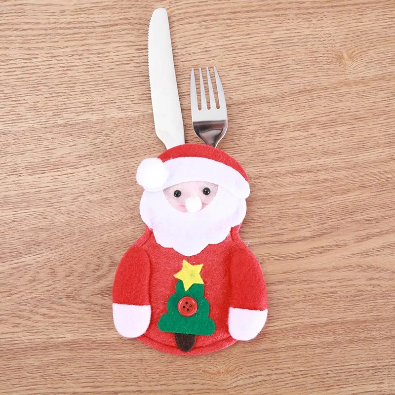 Санта шляпа олень Рождество год Карманный вилка, нож, столовые приборы держатель сумка для дома вечерние украшения стола - Цвет: G