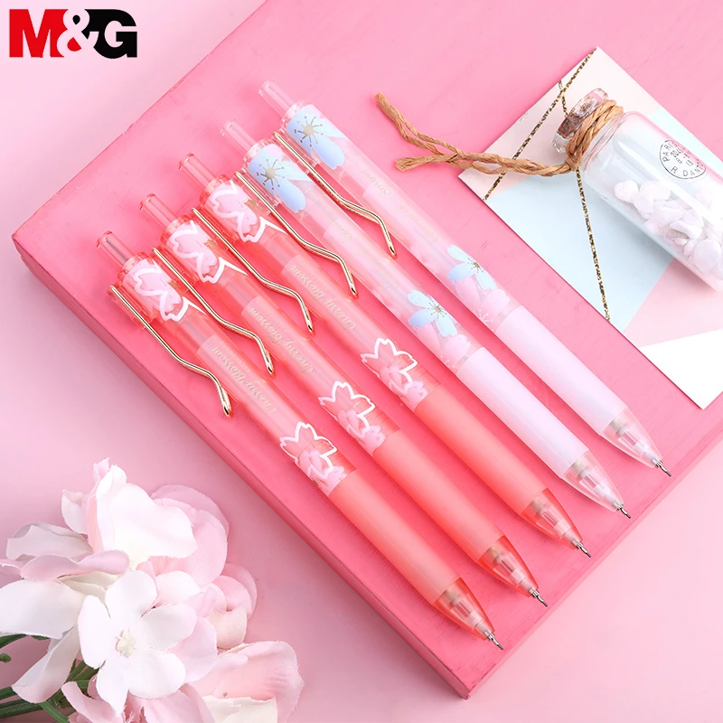 M&G Sakura Pink Mechanical Pencil 0.5mm Lead Professional Automatic Pencils Student Drawing for school office supplies sakura matcha tea apron barista apron professional hairdressing apron hairdresser apron