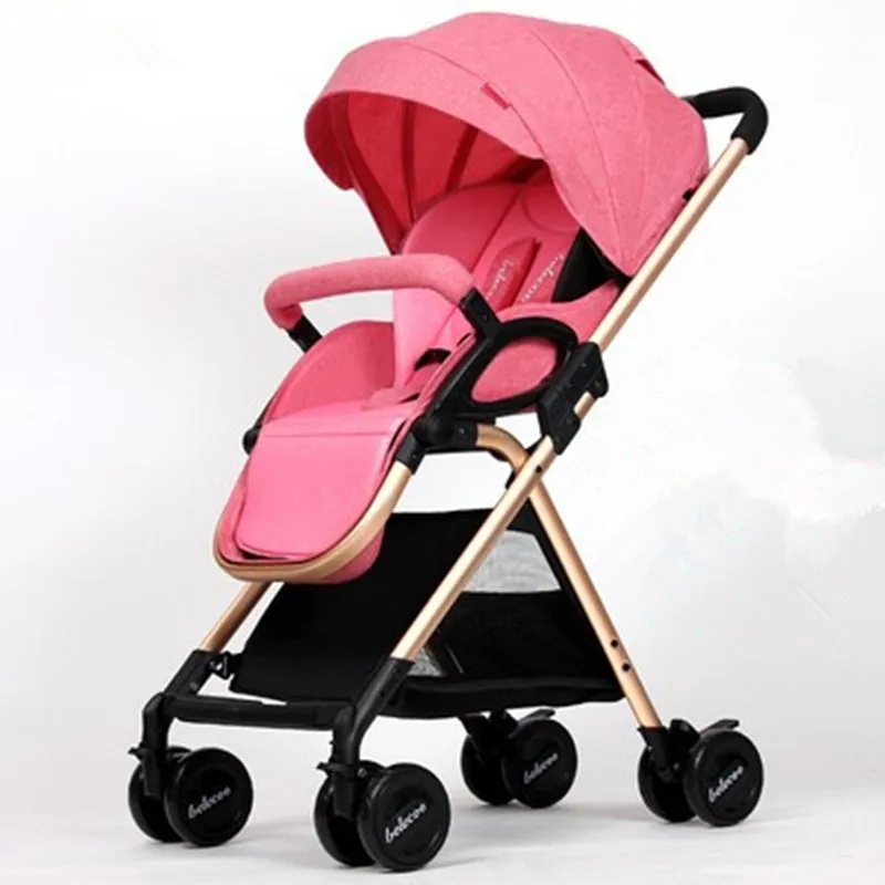 Pink aluminum2 Высокая Ландшафтная легкая коляска, складная переносная коляска для путешествий, популярная коляска для мамы, детская коляска, розовая коляска - Цвет: Pink aluminum2