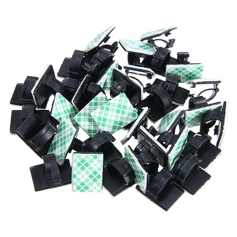 

60PCS Plastic Car Wire Clip Tie Rectangle Cord Cable Holder Mount Clamp Self-adhesive Fixed Auto Seat Line Wire Clamps