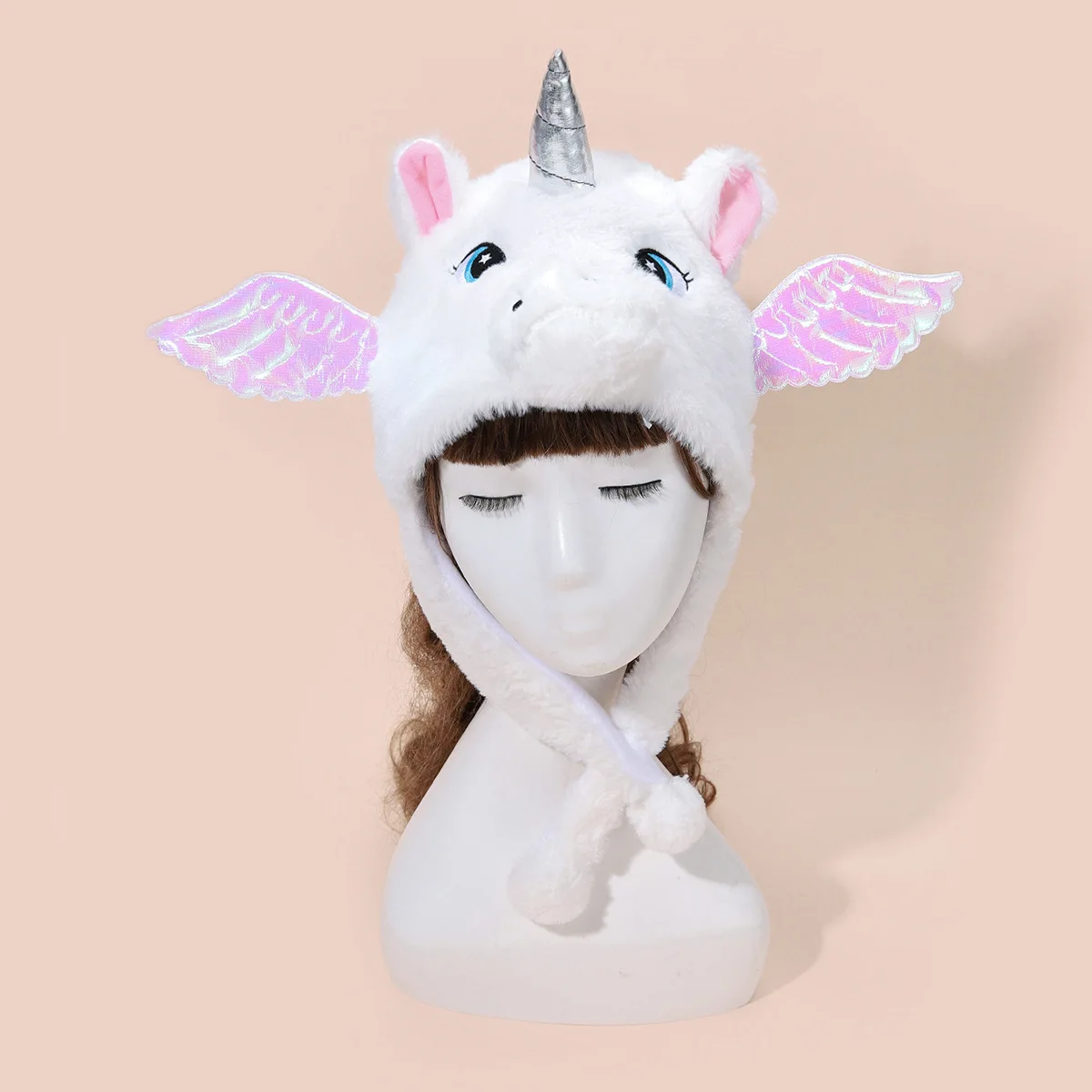 Fluffy Unicorn Fleece Hat With Wings
