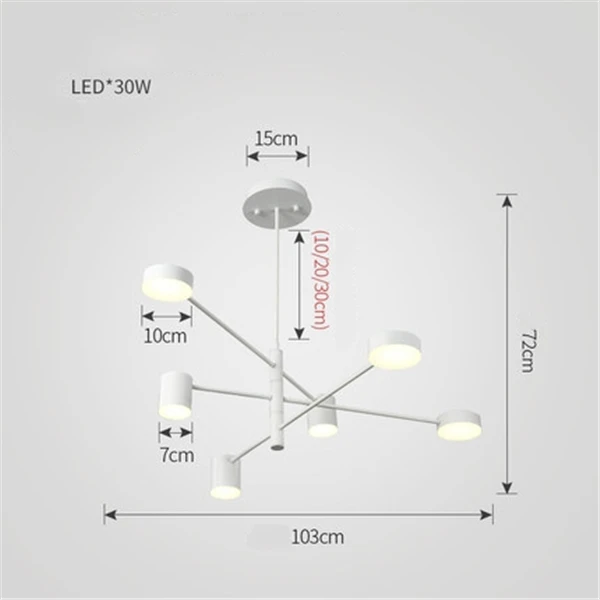 6 lights B Small Скандинавская Роскошная вращающаяся Люстра для гостиной, современное искусство, промышленная столовая, спальня, светодиодная люстра, домашний декор, светильник - Цвет абажура: 6 lights B Small