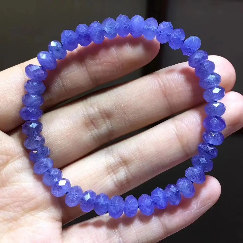 

Natural Tanzanite Tanzania Gemstone Women Men Gemstone Bracelet 7.3mm Abacus Round Beads Stretch Jewelry Blue Bracelet AAAAA