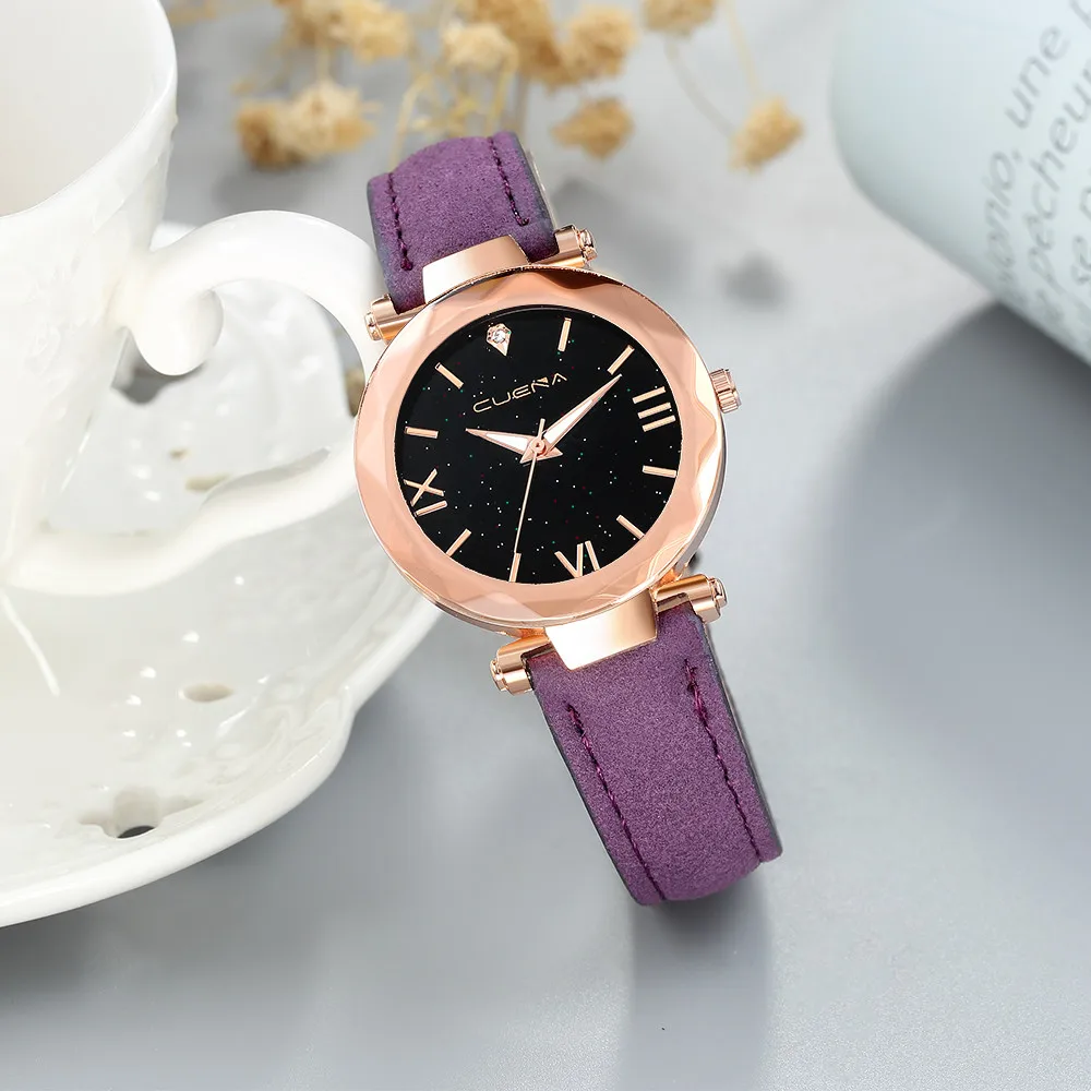 Модные кварцевые часы многоцветные звездное небо Алмазный Часы женские кожаный ремешок имитация высокого качества настенные часы 30