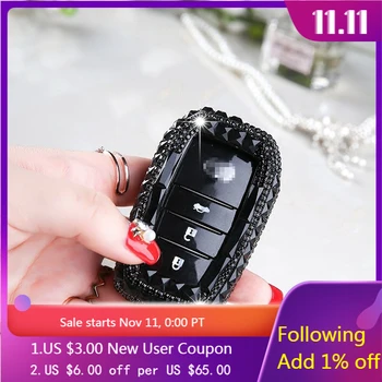 

Car Key Case Cover Key Shell Holder Luxury Diamond Bling for Land Prada Corolla RAV4 CROWN REIZ Highlander Accessories