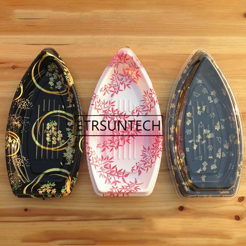

100sets Japanese Boat Style Clear Plastic Sushi Take Away Box Food Packing Box Dinnerware Container