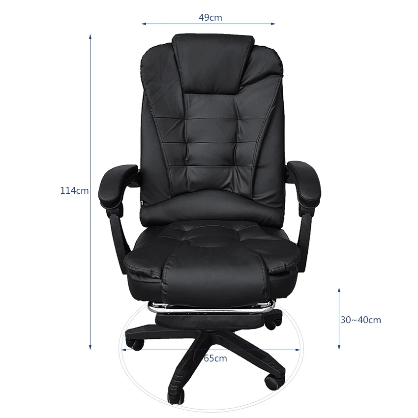 Home Office Computer Desk Boss Massage Chair With Footrest Armrest PU Leather Adjustable Reclining