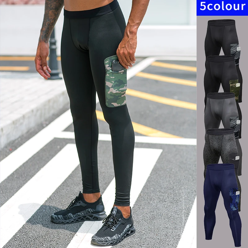 Новые дизайнерские мужские Леггинсы для тренировок, тренировочные колготки для бега, спортивные базовые слои, классные сухие брюки с карманами, компрессионные брюки