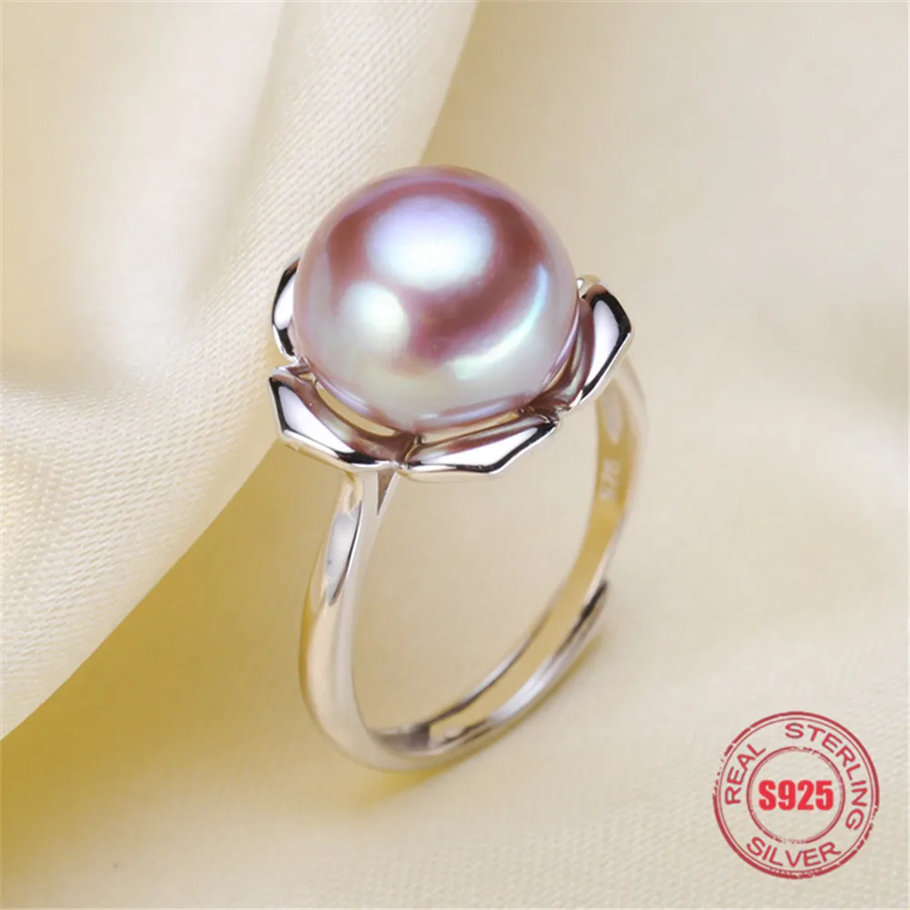 S925 Sterling Silver Fashion Heart Pearl Ring Accessory Adjustable Mountings DIY Rings Jewelry Making Gift | Украшения и