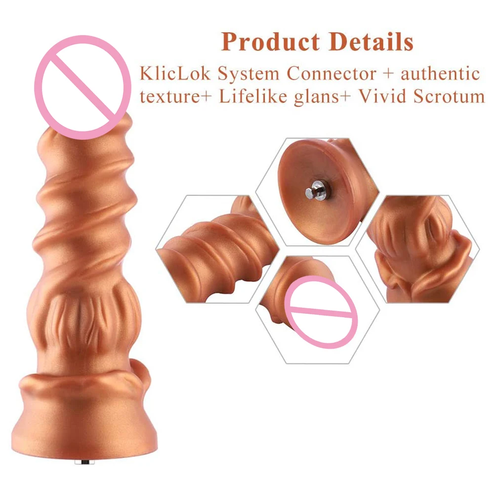 Spiral strapon silicone ribbed dildo for Hismith Premium KlicLok Sex Machine, wolf suction cup dildo tentacle dildo for women 2