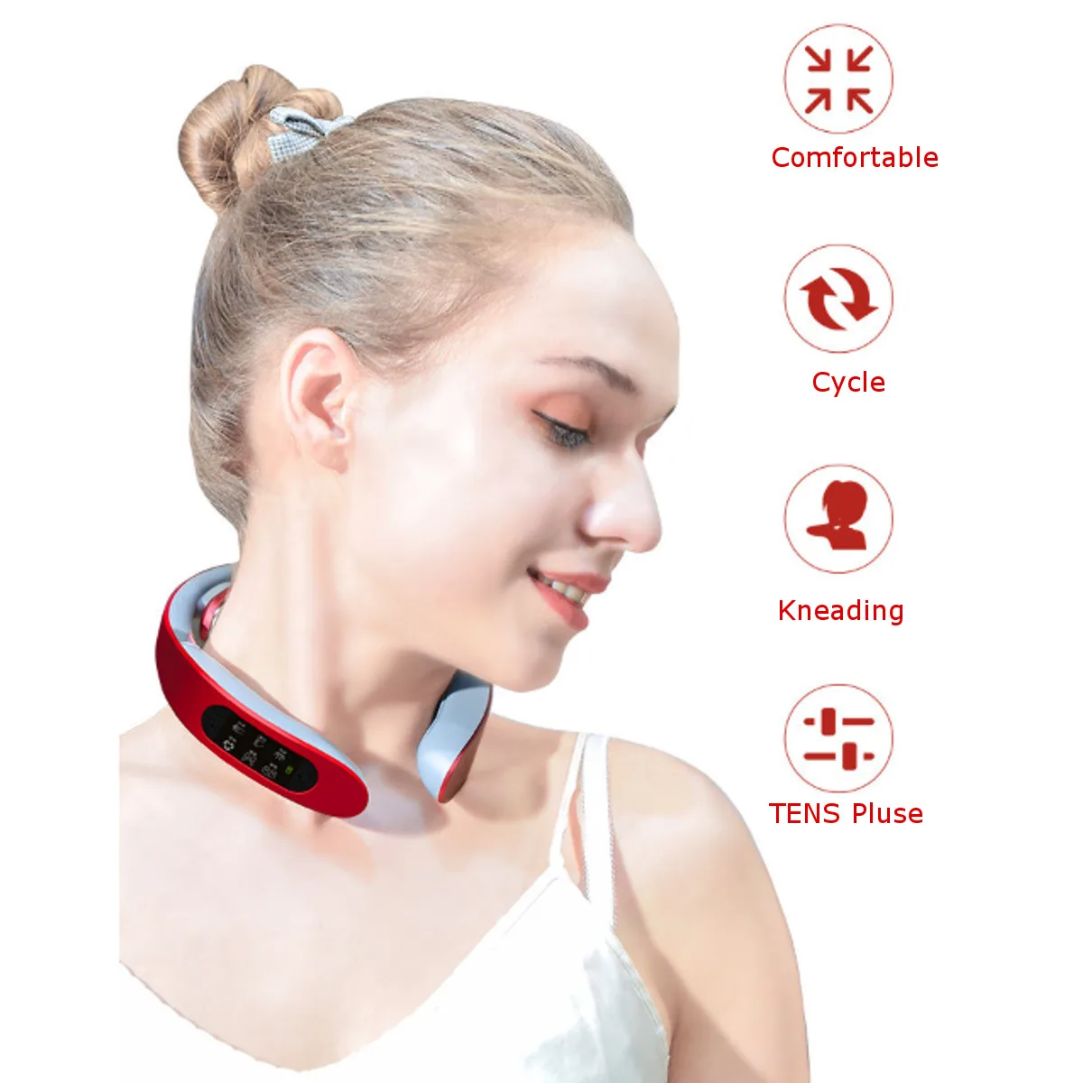  Household Portable Cervical Massage Instrument Neck Massager Instrument LCD Display Heating Electro