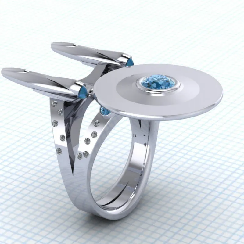 

CHUHAN Retro Punk Style Hip Hop Men's Ring Star Wars Spaceship Ring Men's Ring Send Boyfriend Jewelry Accessories