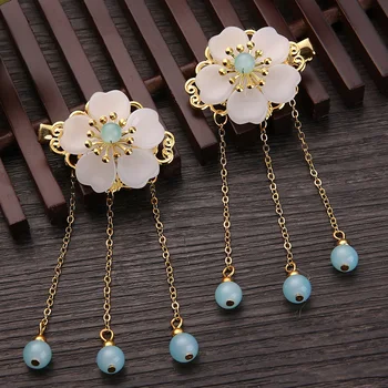 

Ancient style Hairpin Long Tassel Retro Hair Stick Headdress Classical Flower Hair clip Kanzashi Handmade Hair Ornaments Cosplay