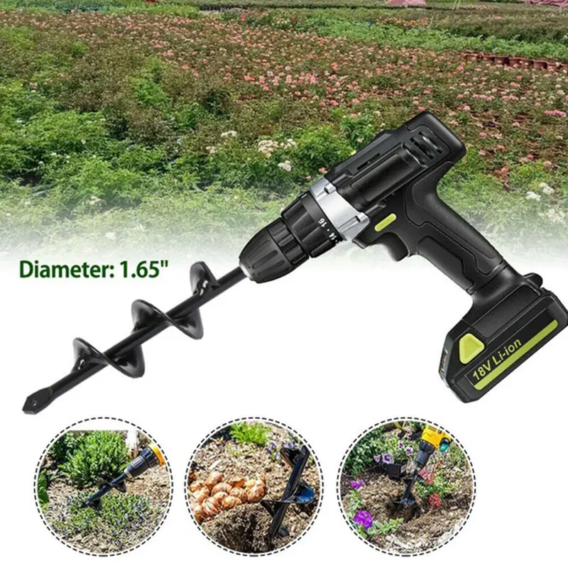 

Metal Planting Auger Spiral Black Portable Ground Drill Mining Tool Gardening Durable Twist Drill Electrical Accessories