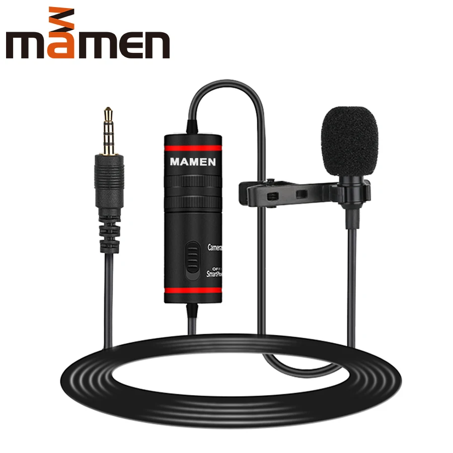 Günstige MAMEN 3,5mm Audio Video Rekord Lavalier Revers Mikrofon für iPhone Android Mac Vlog Mic für DSLR Kamera Camcorder Recorder
