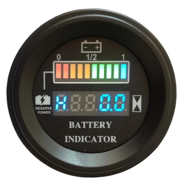 Jauge d'indicateur de batterie numérique de 12V / 24V / 36V / 48V / 72V LED  avec compteur d'heures pour voiturette de golf indicateur de charge