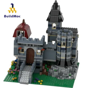 

BuildMoc City Buildings Blue Magic Castle Architecture Building Blocks MOC City Street View House Bricks Educational Kids Toys