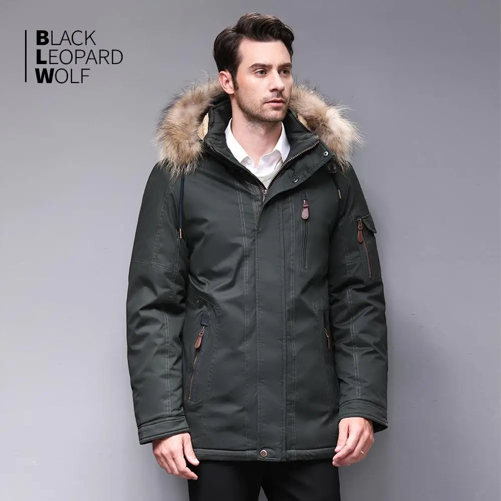 Мужская зимняя куртка Blackleopardwolf Модная парка со съемной подкладкой новое длинное