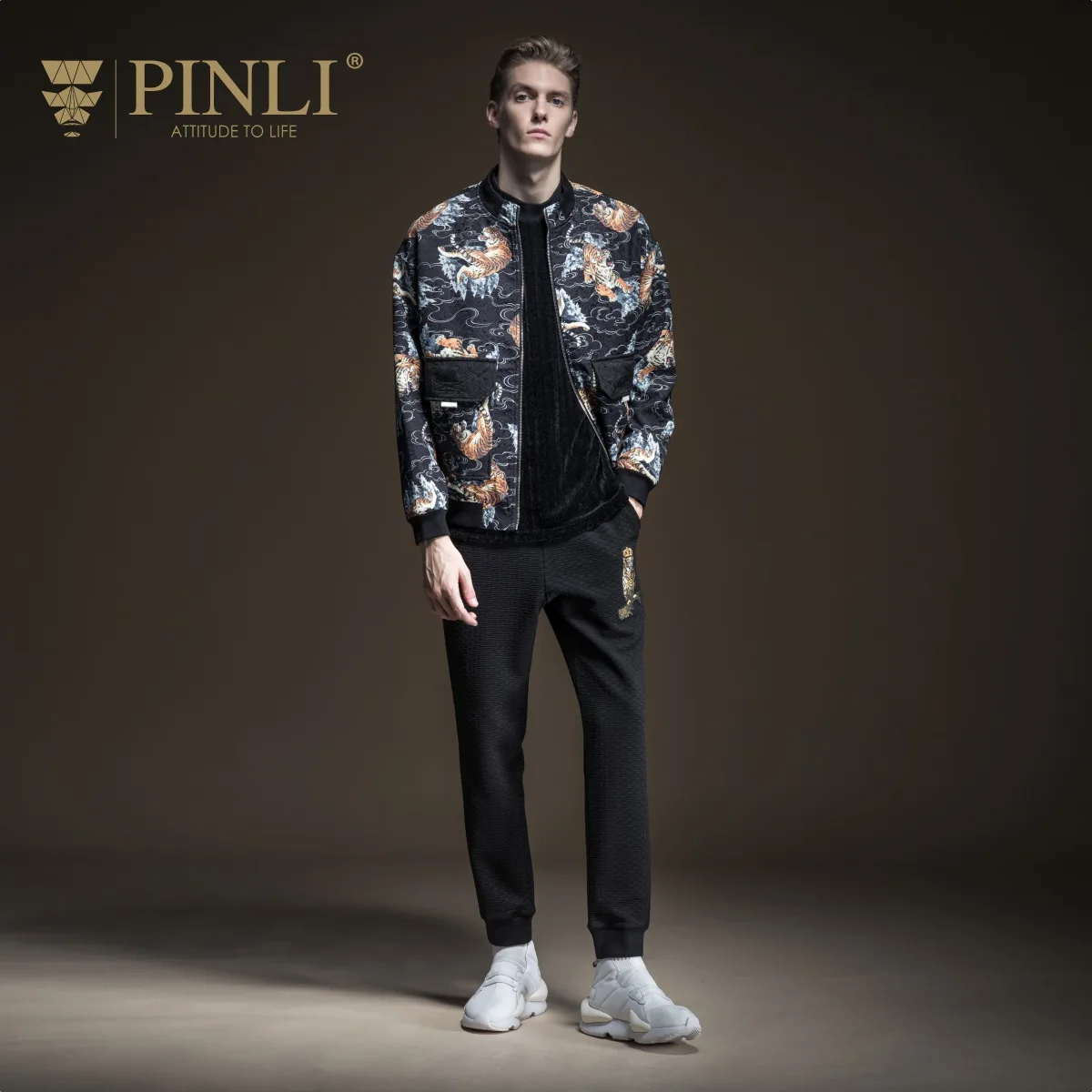 Militar No Jacket Real Standard Pinli Product Made The New Autumn Men's Chinese Wind Printed Jacquard Coat B193204058