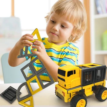 

Big Size netic Construction Set Bright Golden Vehicle Car Models DIY Building Blocks Toys for Children Gift with Box