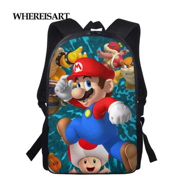 

WHEREISART Super Mario Brother Print School Bag for Kids Cartoon Children Teen Girls Boys Bookbags Student Schoolbags