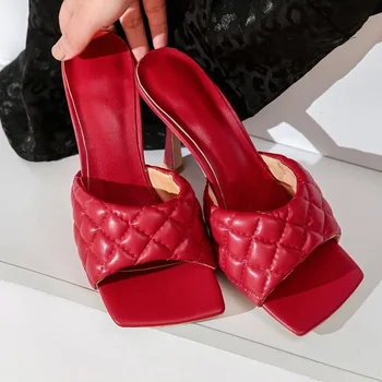 

Fashion New Sandals Summer Thin Heel Elegant High Heels Dress Party Shoes Woman Quality Multi Color Slipper Shoes Woman Big Size