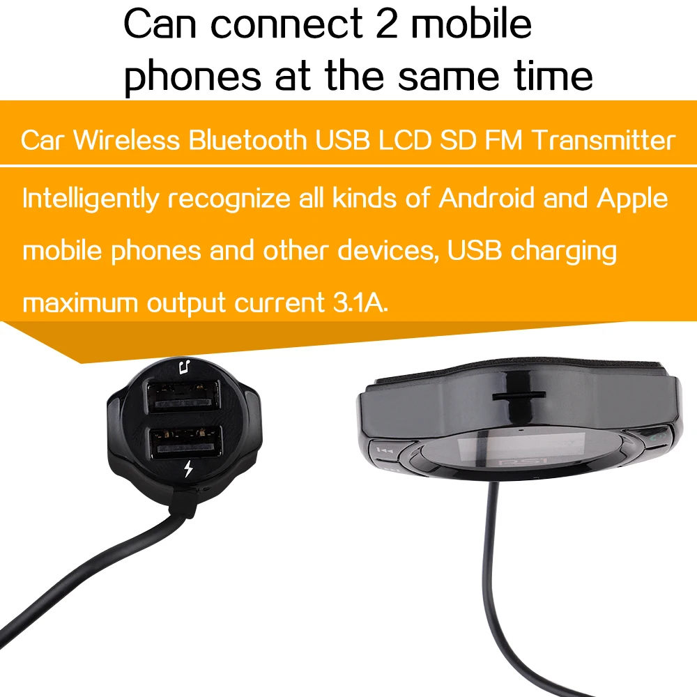 1 шт. Bluetooth Hands-free FM модулятор стерео автомобильный mp3-плеер аудио адаптер fm-передатчик для iPhone XS 8 7 Android