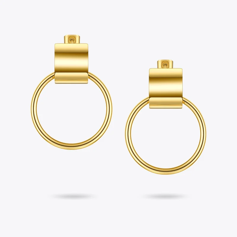 ENFASHION изогнутые C Форма круг свисающие серьги для женщин золотые Цвет нержавеющая