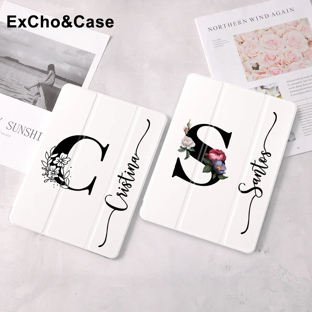 Custom Name Ipad Case For Air 4 Ipad Pro 2020 10 5 Alphabet Flower10 2 Inch 8th Generation 7th 12 9 Inch Pro 2018 Mini 4 5 Cove Tablets E Books Case Aliexpress
