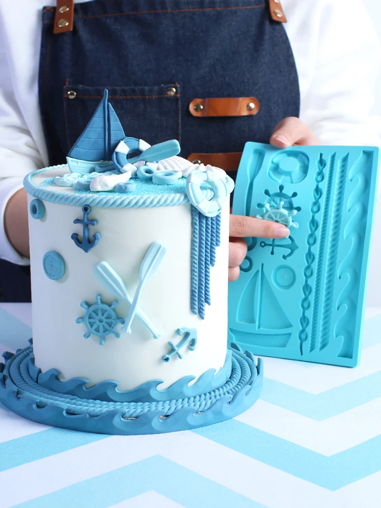Oceans Silicone Mold Baking Tools for Cakes Paddle Sailboat Anchor Cake Fondant Bakery Decoration Mould | Дом и сад