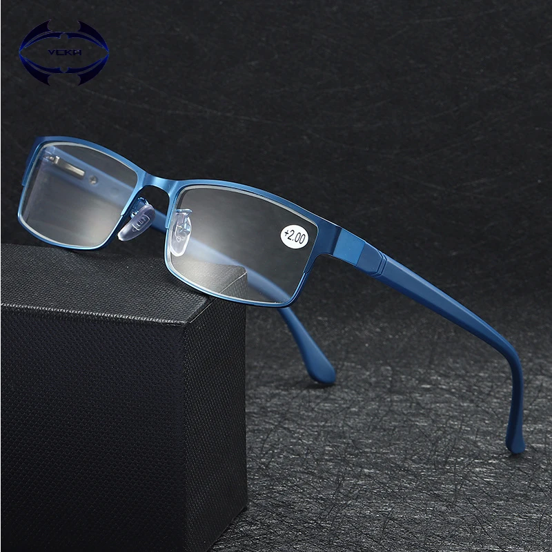 

VCKA 2020 Alloy Reading Glasses Men High Quality Business Eyeglasses Hyperopia Prescription glasses +1.0 1.5 2.0 2.5 3.0 3.5 4.0