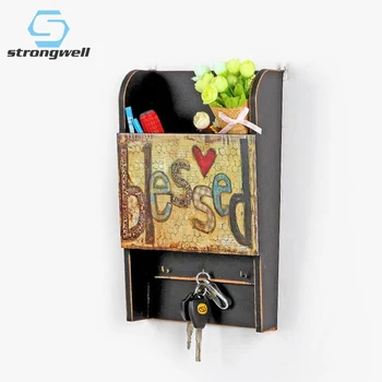 

Strongwell Nordic Wooden Wall Hanger Flowerpot Plant Letter Box Storage Box Keys Hook Post Box Shelves Coffee Home Decoration