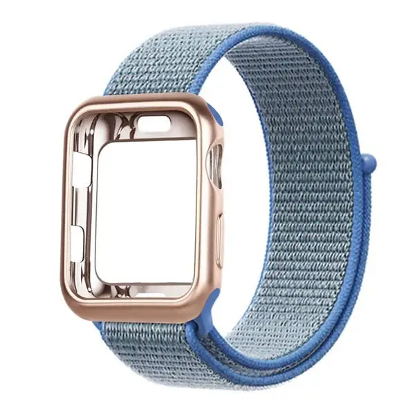 Чехол+ ремешок для apple watch 4 Band 44 мм correa apple watch 42 мм 38 мм 40 мм iwatch series 5 4 3 нейлоновый браслет pulseira - Цвет ремешка: thaoe blue