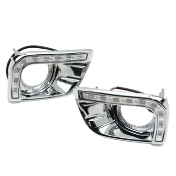 

2Pcs Car LED DRL Daytime Running Light Chrome Fog Lamp for Toyota Prado J150 2010-2013