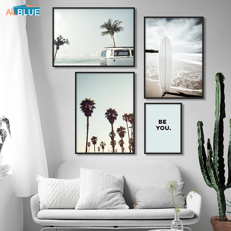 

Palm Tree Bus Wall Art Canvas Painting Nordic Poster Prints Beach Surfing Minimalist Wall Pictures For Living Room Home Decor
