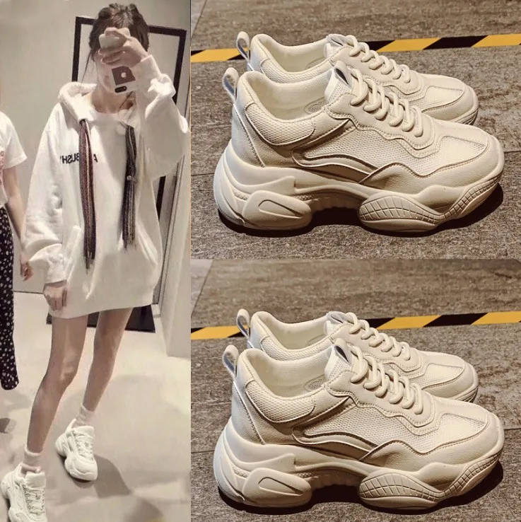 Pantshoes/удобные кроссовки из дышащего сетчатого материала на не сужающемся книзу массивном каблуке 5 см; женские кроссовки на платформе; женская обувь; повседневная женская обувь