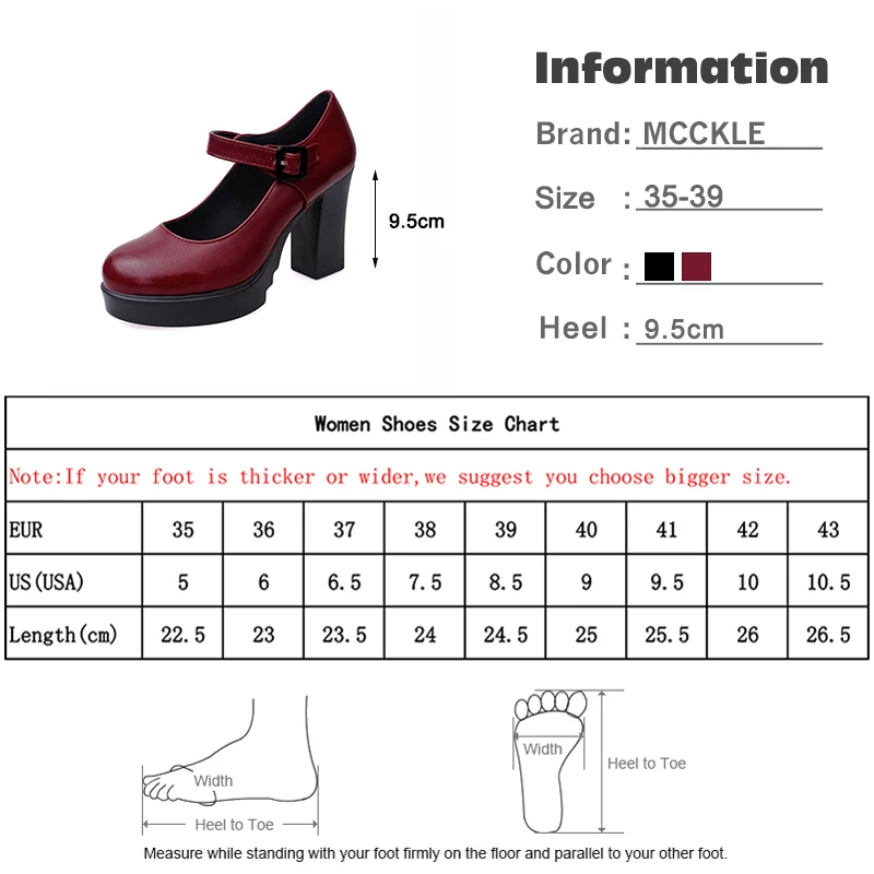 MCCKLE/женские осенние туфли-лодочки из лакированной кожи с пряжкой на ремешке; женская обувь на высоком каблуке для студентов; Повседневная модная женская обувь на платформе;