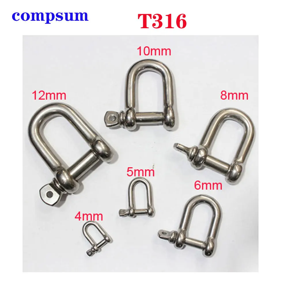 T316 Stainless Steel Screw Pin D Shackle wire rope lock chain connecting buckle stainless steel wire rope,stainless steel cable rope,stainless steel carabiner