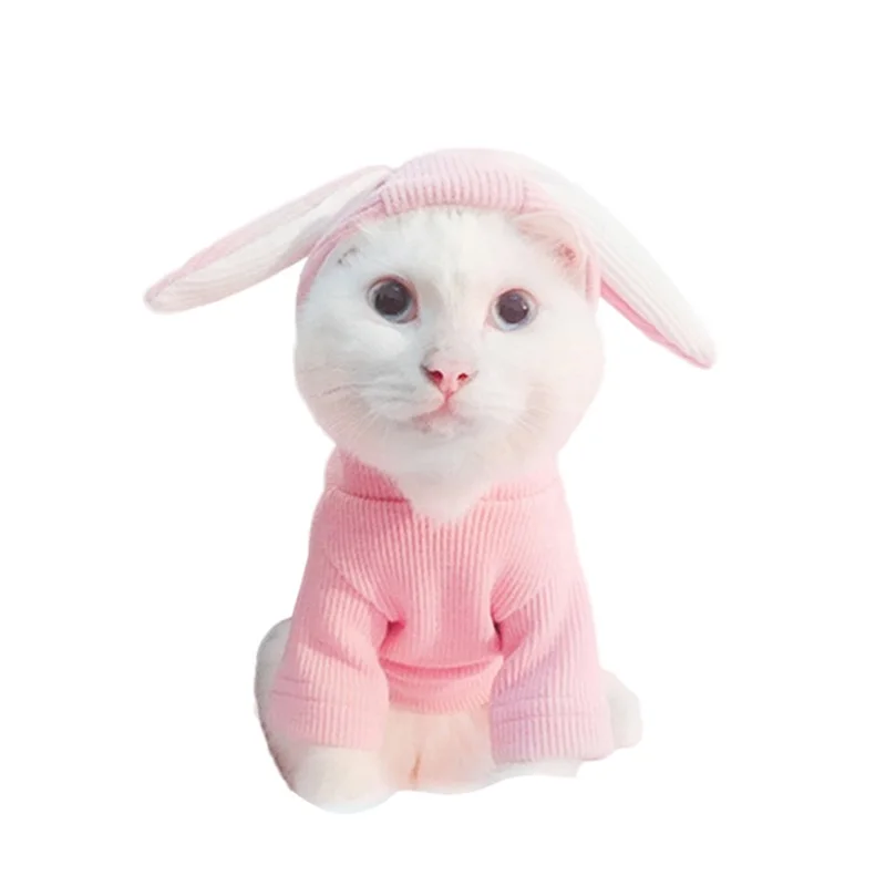 Одежда для кошек собак трикотажные заячьи ушки Косплей-костюмы с капюшоном пальто для щенка кошки свитер пальто одежда 1 шт