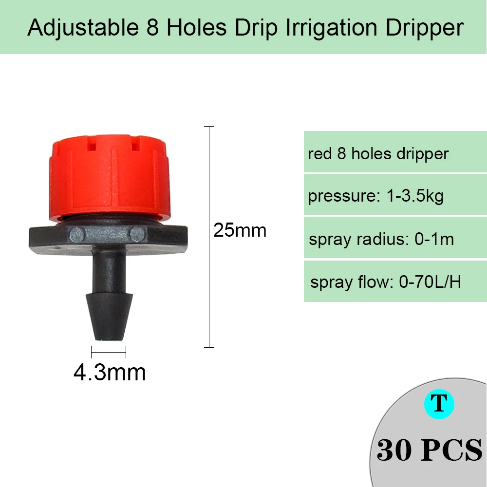 Variety Style Garden Drip Irrigation Dripper Fixed Flow Pressure Compensating Emitter 1/4'' Sprinkler Watering Refraction Nozzle 