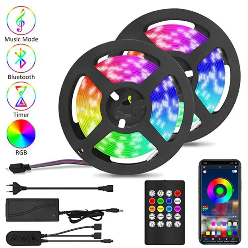 Светодиодная лента SMD5050 RGB с Bluetooth 10/15/20/12/24 В светодиодсветильник лампа s для