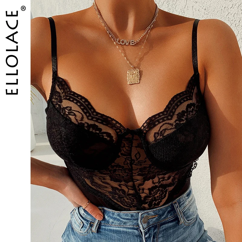 Ellolace New Sexy Lace Backless Body Bodysuit Women See Through Transparent Sleeveless Bodycon Rompers Fitness Female Overalls Ellolace New Sexy Lace Backless Body Bodysuit Women See Through Transparent Sleeveless Bodycon Rompers Fitness Female Overalls