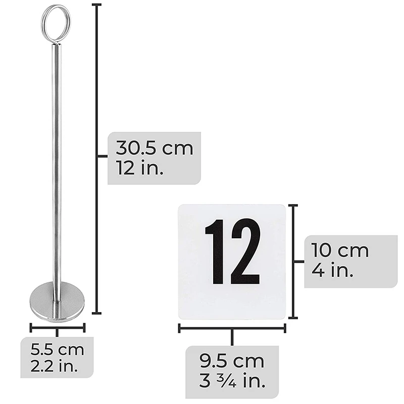 

12 Inch Table Number Holder with Number Cards Set (1-12) Sturdy Chrome Place Card Holders Table Number Stand Table Card Holder f