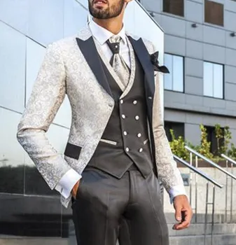 

Italian style Custom Made Men Suits Groom Wear Wedding Tuxedos Three Pieces (Jacket+Vest+Pants) Formal Prom Best Men Blazer
