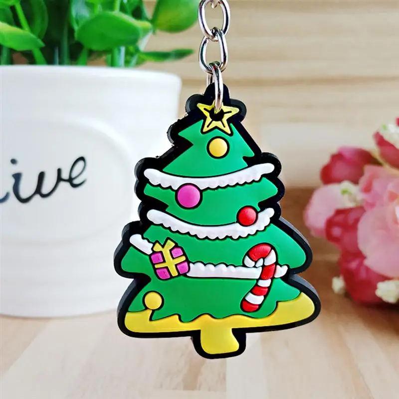 16pcs Keyring Soft Durable Adorable Christmas Theme Key Ring Keychain Pendant for Car Key Gift Novelty Toy